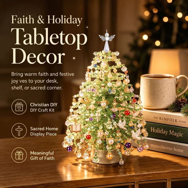 🔥DIY Beaded Christmas Tree Kit – Mini Crystal Bead Craft Set with Angel Topper & Accessories
