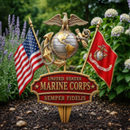 🎖️-US Marine Corps Semper Fidelis Tribute Garden Stake